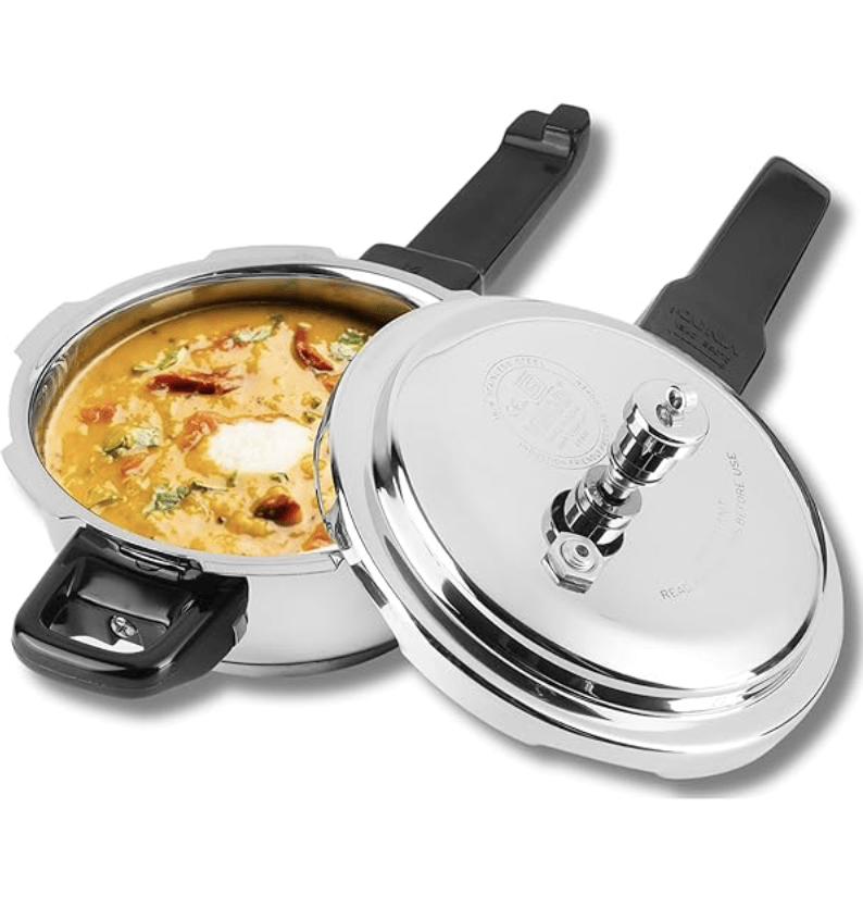 Vinod Stainless Steel Pressure Cooker 2 Litres | Also use as Deep Fry pan | Sandwich Bottom | Induction and Gas Stove Friendly | 2 Years Warranty | ISI and CE certified | Silver-1