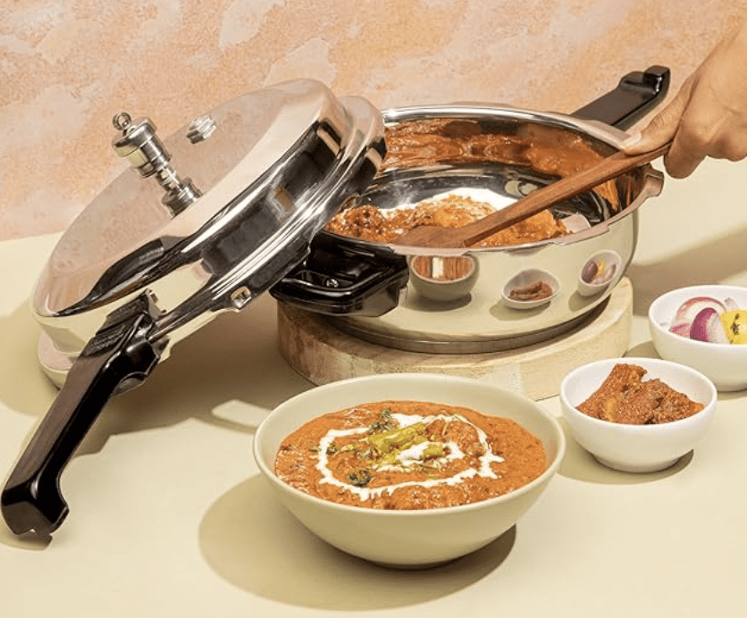 Vinod Stainless Steel Pressure Cooker 2 Litres | Also use as Deep Fry pan | Sandwich Bottom | Induction and Gas Stove Friendly | 2 Years Warranty | ISI and CE certified | Silver