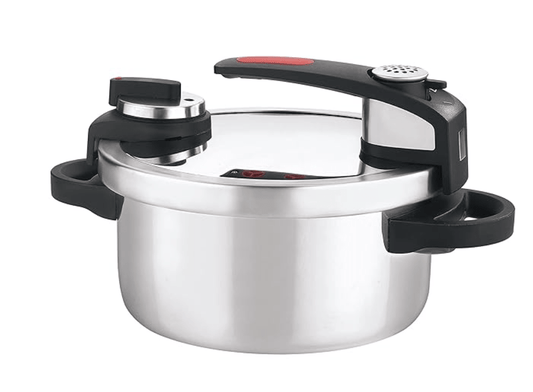 Vinod Stainless steel Nutrimax Pressure Cooker 5.5 Litre | Sas Technology | Spillage Control, Unique Lid, Auto Lock, Visual Indicator | Induction And Gas Base | Isi Certified | 5 Years Warranty