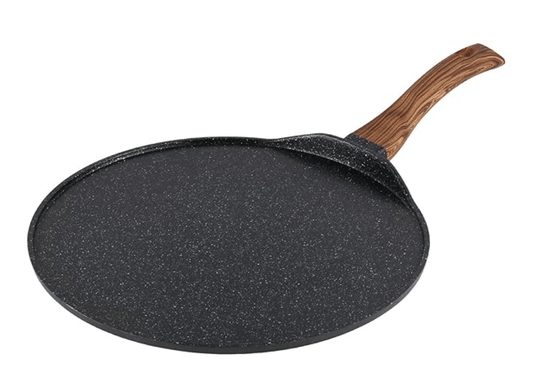 Vinod Zest Plus Aluminium Die Cast Non Stick Roti / Chapati Tawa - 31 cm | 5mm Thick | 5 Layer Coating | Scratch Proof | Wooden Finish Handle | Induction Base - 1 Year Warranty