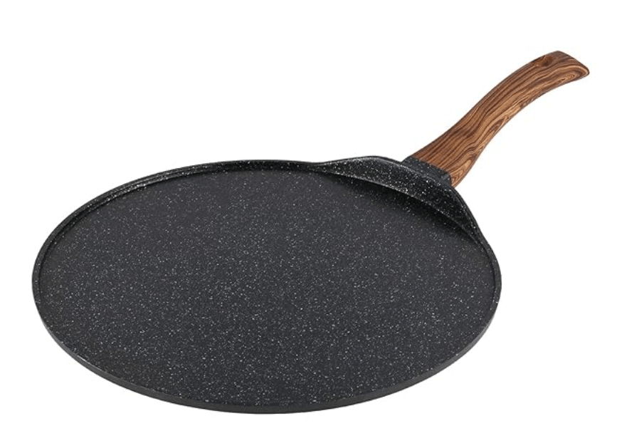 Vinod Zest Plus Die Cast Aluminium Non Stick Tawa - 28 cm | Roti / Paratha / Dosa Tawa with Wooden Handle | 5mm Thick | Induction and Gas Base | 2 Year Warranty