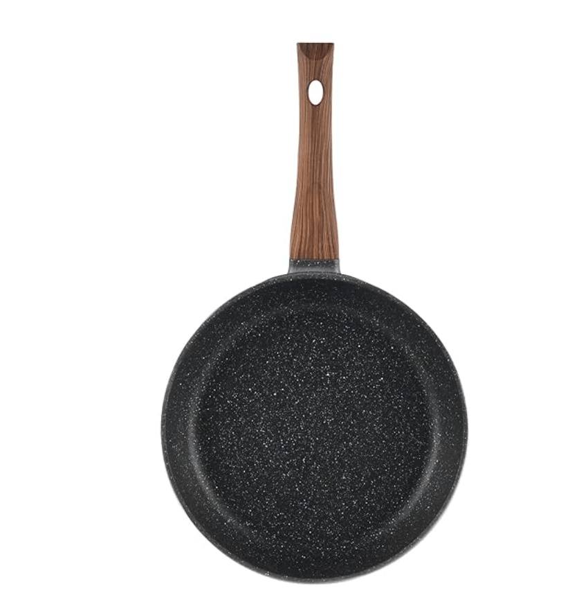 Vinod Zest Plus Die Cast Aluminium Frypan - 24 cm | Skillet Pan for Frying, Saute | 5mm Thick | 5 layer Coating| Wooden Finish Handle | Induction & Gas Base | 1 Year Warranty