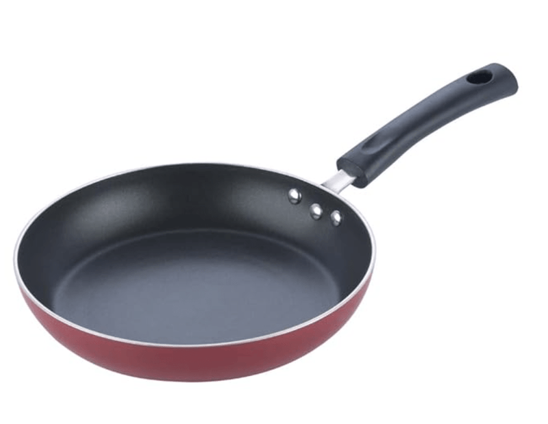 Vinod Zest Inducto Aluminium Non Stick Frypan - 20 cm | 3mm Extra Thick | 3 layer Coating | Swiss Quality | Metal Spoon Friendly | Induction Base | 1 Year Warranty - Red-1