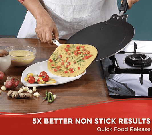 Vinod Zest Aluminium Non Stick Flat Multi Tawa - 28 cm | Roti/Chapati Tawa | 4mm Thick, 3 Layer Coating | Scratch Proof | Induction and Gas Base | 1 Year Warranty