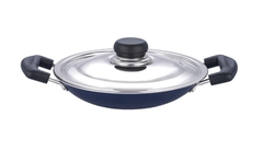 Vinod Zest Non Stick Appachetty with Lid - 20 cm| Appam Pan | 3 mm Extra Thick | 3 layer Coating | Metal Spoon Friendly | Bakelite Handle | Gas Base | 1 Year Warranty - Blue-1