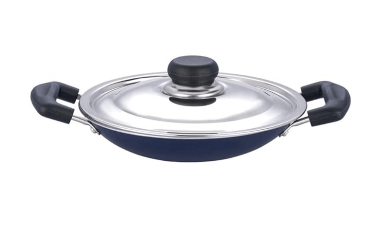 Vinod Zest Non Stick Appachetty with Lid - 20 cm| Appam Pan | 3 mm Extra Thick | 3 layer Coating | Metal Spoon Friendly | Bakelite Handle | Gas Base | 1 Year Warranty - Blue-1