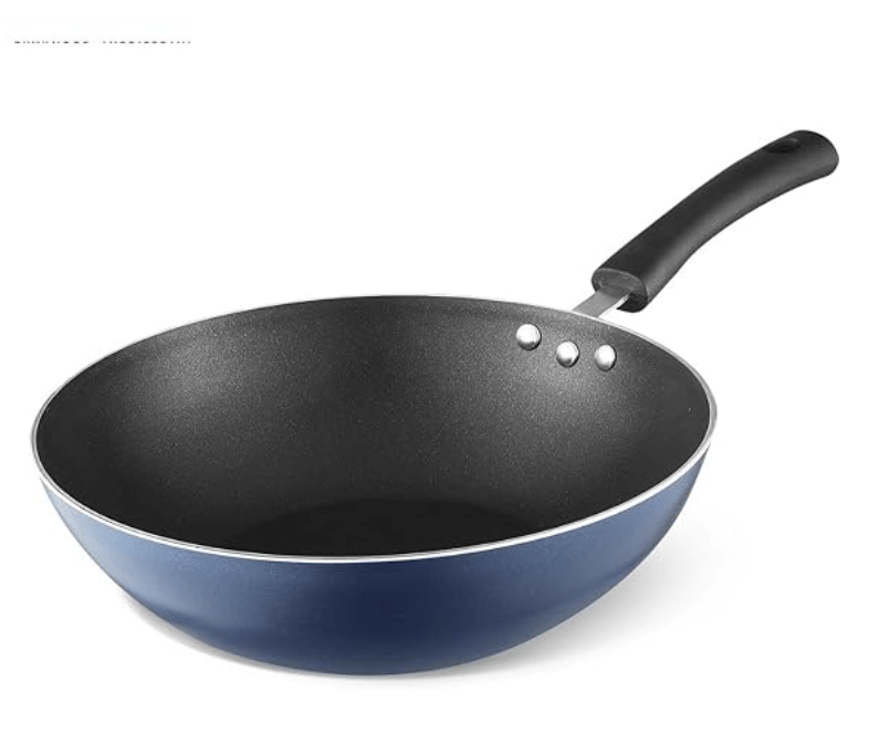 Vinod Zest Aluminium Non Stick Wok- 3 Litre, 26 Cm | 3Mm Thick | 3 Layer Coating | Bakelite Handle | Chinese Wok Pan | Scratch Proof | 1 Year Warranty, Blue