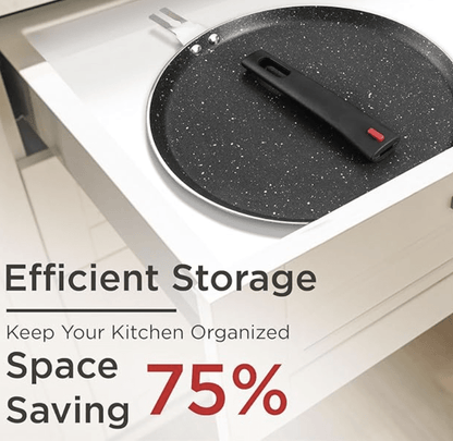 Vinod Popular Aluminium Non Stick Dosa Tawa with Detachable, Removeable Handles - 28 cm / 3 mm Thick/Compact Storage/Toxin Free/Long Lasting/Induction Base - 2 Year Warranty