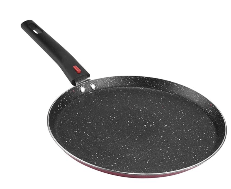 Vinod Popular Aluminium Non Stick Dosa Tawa with Detachable, Removeable Handles - 28 cm / 3 mm Thick/Compact Storage/Toxin Free/Long Lasting/Induction Base - 2 Year Warranty-1