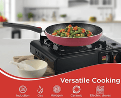 Vinod Popular Aluminium Non Stick Frypan with Detachable, Removeable Handles - 24 cm / 3 mm Thick/Skillet Pan for Frying/Compact Storage/Induction Base - 2 Year Warranty-3