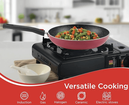 Vinod Popular Aluminium Non Stick Frypan with Detachable, Removeable Handles - 24 cm / 3 mm Thick/Skillet Pan for Frying/Compact Storage/Induction Base - 2 Year Warranty