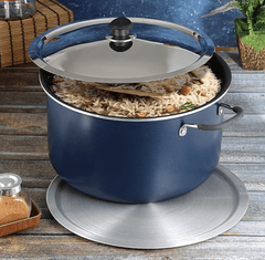 Vinod Zest Non Stick Dum Biryani Pot - 14 Litre, 32 cm | 4 mm Extra Thick | 3 layer Coating | Metal Spoon Friendly | Bakelite Handle | Gas Base | 1 Year Warranty - Blue-2