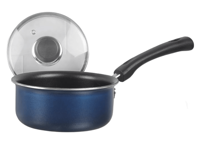 Vinod Zest Aluminium Non Stick Saucepan with Glass Lid - 1.6 litre, 16cm | Milk/Tea Pan | Sauce pot with Lid | 3mm Thick | 3 Layer Coating | Scratch Proof | 1 Year Warranty-1