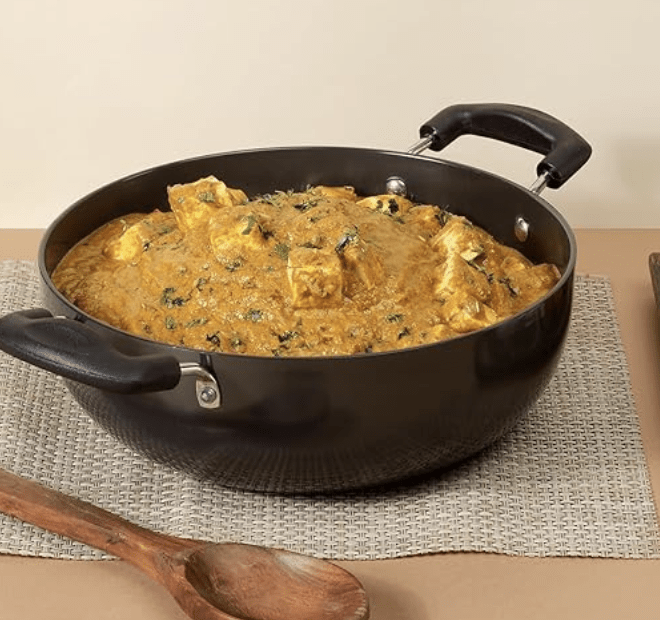 Vinod Black Pearl Hard Anodised Non Stick Deep Kadhai - 4.1 LTR, 26 cm | 3.25mm Thickness | kadai for Cooking | Metal Spoon Friendly | 2 Year Warranty | Toxin Free - Black-2