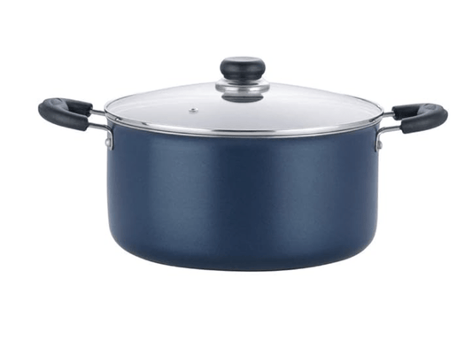 Vinod Zest Aluminium Non Stick Saucepot with Glass Lid - 8.8 litre, 28 cm | 3 mm Extra Thick | Swiss Quality| 3 layer Coating | Metal Spoon Friendly - 1 Year Warranty