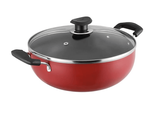 Vinod Zest Inducto Non Stick Deep Kadhai with Glass Lid - 5.5 Litre, 28cm | 3mm Thick | 3 layer Coating | Swiss Quality | Metal Spoon Friendly | Induction Base | 1 Year Warranty