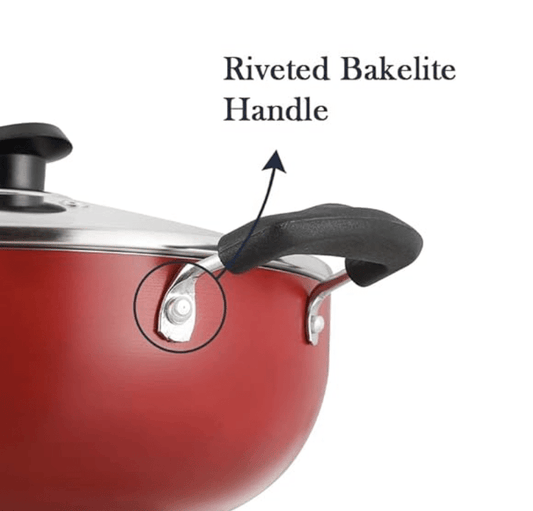 Vinod Zest Inducto Non Stick Deep Kadhai with Glass Lid - 5.5 Litre, 28cm | 3mm Thick | 3 layer Coating | Swiss Quality | Metal Spoon Friendly | Induction Base | 1 Year Warranty