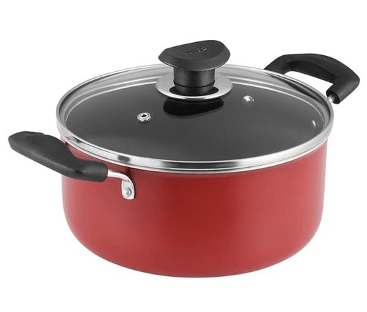 Vinod Zest Inducto Aluminium Non Stick Saucepot with Glass Lid - 3.1 Litre, 20cm | 3mm Thick | Swiss Quality | 3 Layer Coating | Toxin Free | Induction Base | 2 Year Warranty