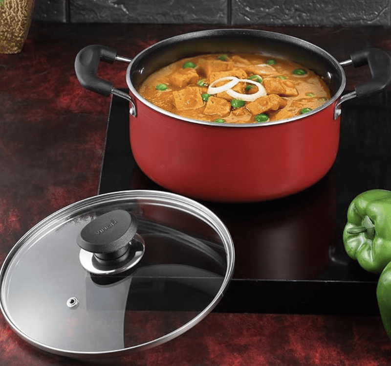 Vinod Zest Inducto Aluminium Non Stick Saucepot with Glass Lid - 3.1 Litre, 20cm | 3mm Thick | Swiss Quality | 3 Layer Coating | Toxin Free | Induction Base | 2 Year Warranty-2