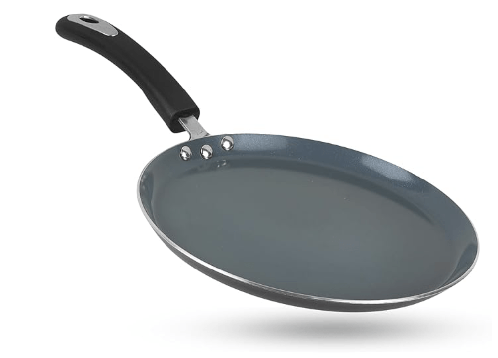 Vinod Zest Ceramica Dosa Tawa - 28 cm | Natural Stick Free Roti Tawa | Stylish Handle | Toxin Free | Induction and Gas base | Scratch Resistant | 2 Year Warranty - Black