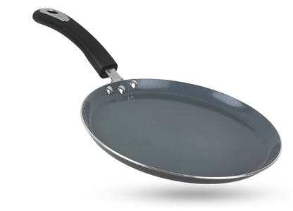 Vinod Zest Ceramica Dosa Tawa - 28 cm | Natural Stick Free Roti Tawa | Stylish Handle | Toxin Free | Induction and Gas base | Scratch Resistant | 2 Year Warranty - Black