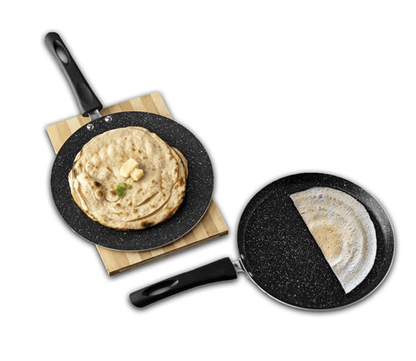 Vinod Supreme Aluminium Non Stick Cookware Set of 2 | 25cm Dosa Tawa and 26.5cm Concave Tawa | 5 Layer Coating |Metal Spoon Friendly | Induction Base - 2 Year Warranty