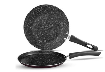 Vinod Supreme Aluminium Non Stick Cookware Set of 2 | 25cm Dosa Tawa and 26.5cm Concave Tawa | 5 Layer Coating |Metal Spoon Friendly | Induction Base - 2 Year Warranty