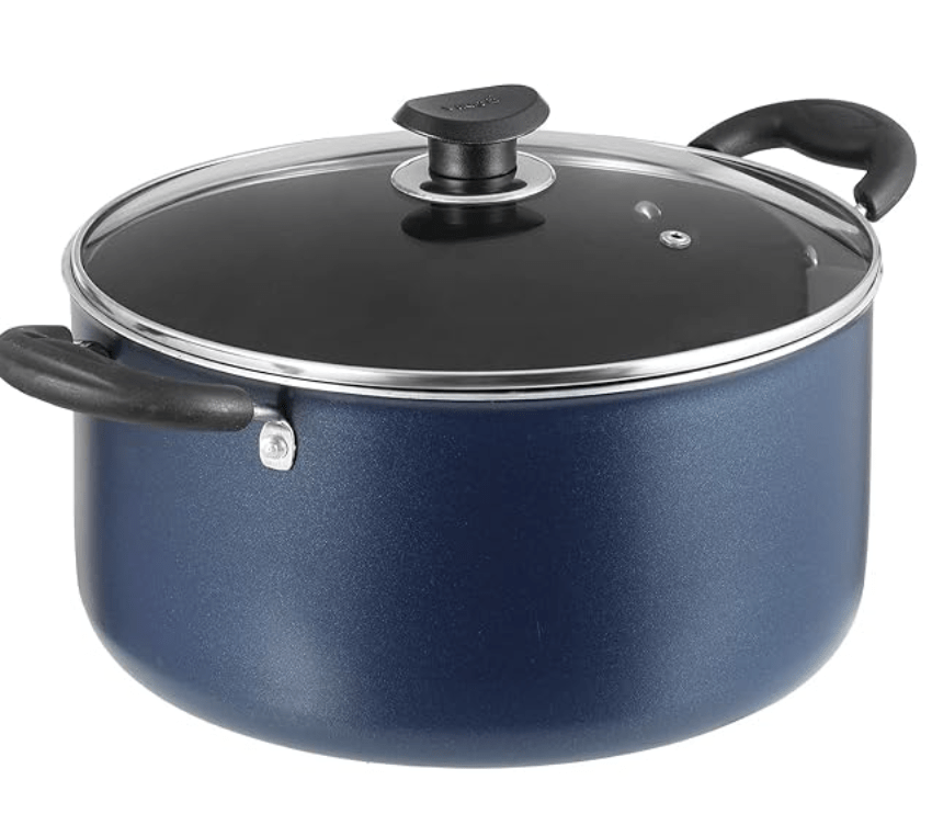 Vinod Zest Non-Stick Deep Saucepot with Glass Lid 5 Litres Capacity (24 cm Diameter) with Riveted Sturdy Bakelite Handles (Gas Stove Compatible) PFOA Free - 3mm Thickness, Blue