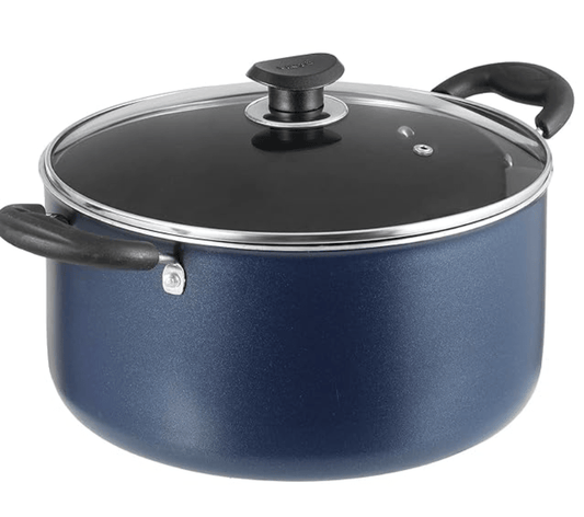 Vinod Zest Non-Stick Deep Saucepot with Glass Lid 5 Litres Capacity (24 cm Diameter) with Riveted Sturdy Bakelite Handles (Gas Stove Compatible) PFOA Free - 3mm Thickness, Blue