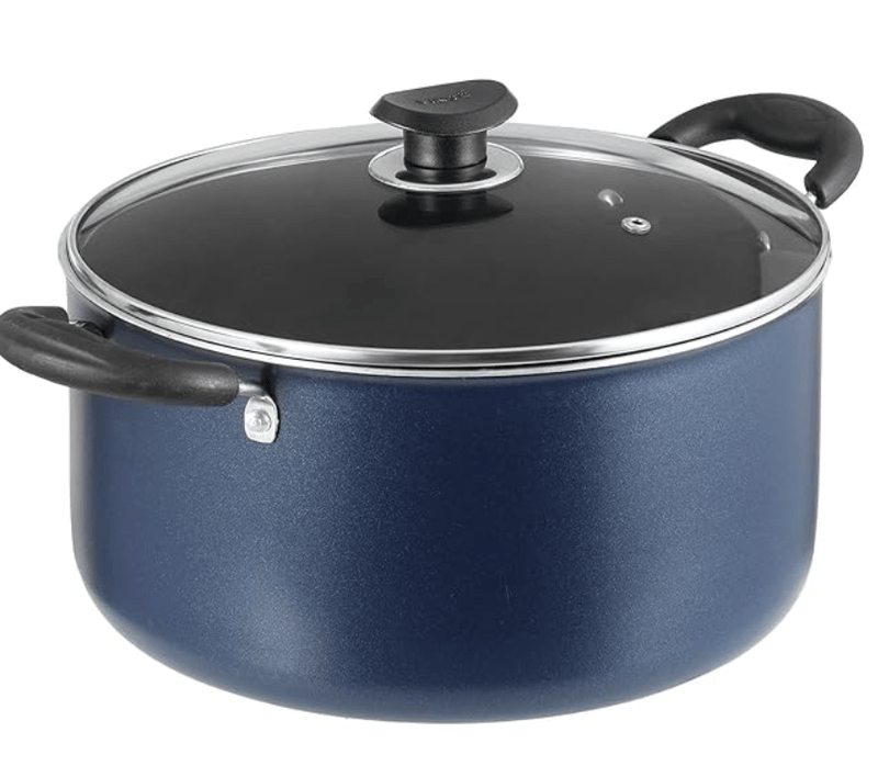 Vinod Zest Non-Stick Deep Saucepot with Glass Lid 5 Litres Capacity (24 cm Diameter) with Riveted Sturdy Bakelite Handles (Gas Stove Compatible) PFOA Free - 3mm Thickness, Blue-1