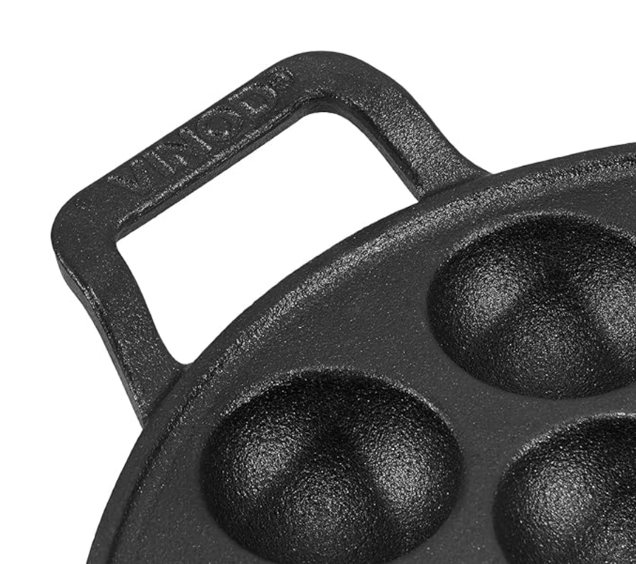 வினோத் லெகசி காஸ்ட் அயர்ன் ஸ்டிக் இல்லாத பணியாரக்கல் பான் - 15 கப், 25 செ.மீ. 