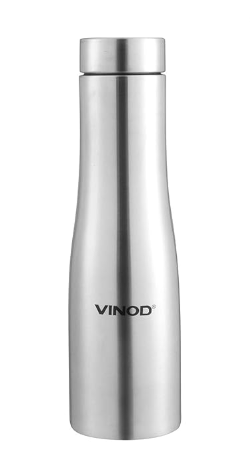 Vinod ICY Stainless Steel Water Bottle - 1000 ml | Spill Proof | Fridge Botlle 1 Litre | For School, College, Office, Gym, Kids - Silver