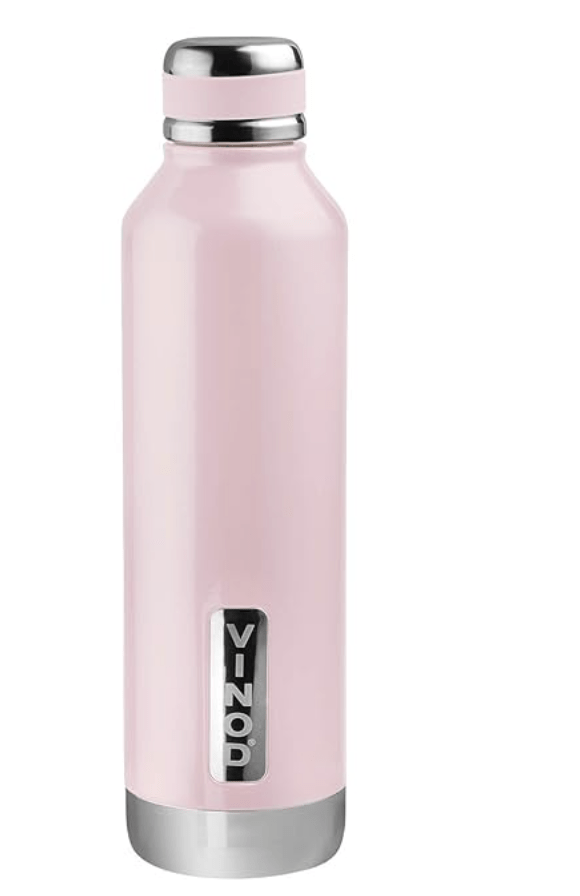 Vinod Bling Stainless Steel Vacuum Insulated Water Bottle - 750ml | Hot & Cold Thermosteel Bottle | Leak Proof | for School, College, Office, Gym, Kids - Light Pink