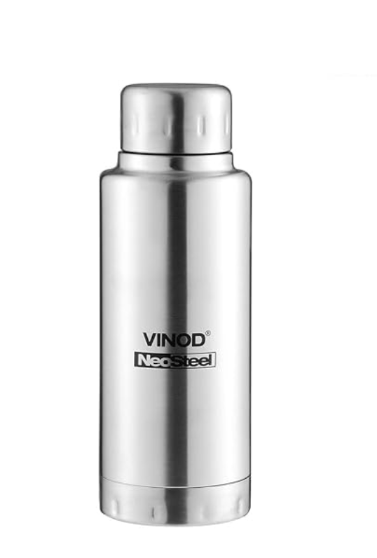 Vinod Omega Vacuum Insulated Stainless Steel Water Bottle - 300 ml | Copper Coating | Hot & Cold Thermosteel Bottle | For School, College, Office - Silver