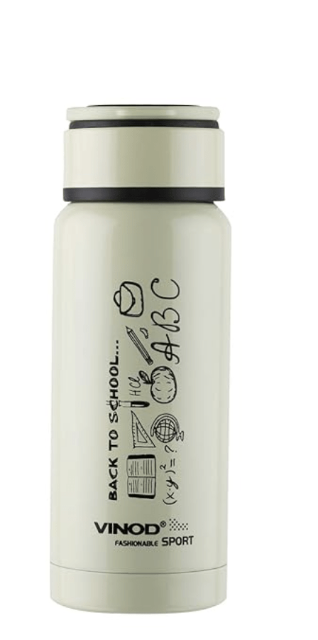 Vinod Desire Flask Bottle with Fabricated 18/8 Food Grade Hygienic Stainless Steel Inside and Outside | Stainless Steel Water Bottle for Daily Use - 350 ml (Cream)