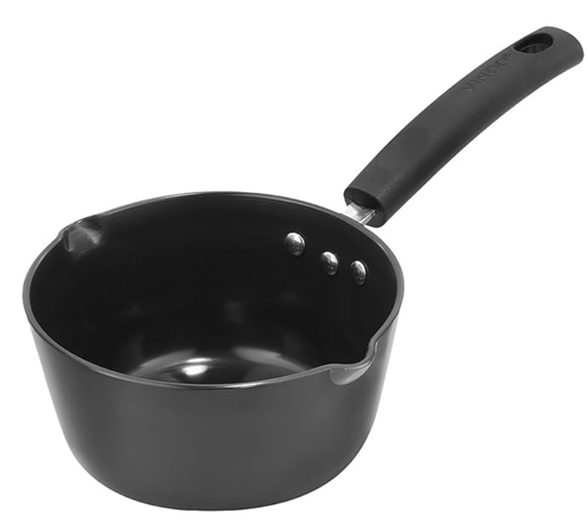 Vinod Black Pearl Hard Anodised American Non Stick Saucepan - 1.8 litre, 18cm | 3.25mm Thickness | Metal Spoon Friendly | Easy to Pour | 2 Year Warranty | Toxin Free - Black