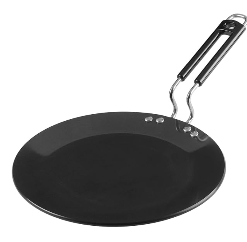 Vinod Black Pearl Plus Hard Anodised Flat Roti Tawa - 25 cm | 5.25mm Thick | Bakelite Handle | Chapati, Omelette Tawa | Scratch Proof | Induction & Gas Base | 2 Year Warranty