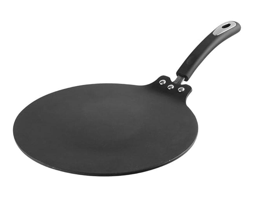 Vinod Hanos Hard Anodised Non Stick Flat Multi Tawa - 30 cm | 5.25mm Thick | 5X Long Lasting | Soft Touch Handle | Scratch Proof | Induction & Gas Base | 2 Year Warranty