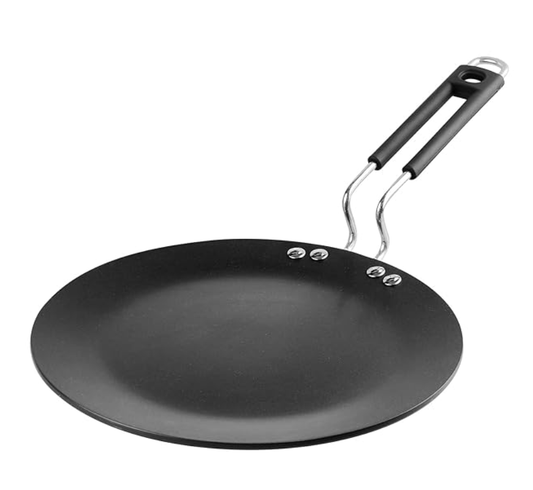 Vinod Hanos Non Stick Concave Tawa -26.5 cm | 5.25mm Thick | Roti, Chapati Tawa | Long Lasting | Riveted Handle | Scratch Proof | Induction & Gas Base - 2 Year Warranty