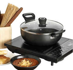 Vinod Hanos Hard Anodised Non Stick Deep Kadhai with Glass lid - 2.6 litre, 22 cm | 3.25mm Thick | 5X Non Stick | Metal Spoon Friendly | Induction base | 2 Year Warranty-1