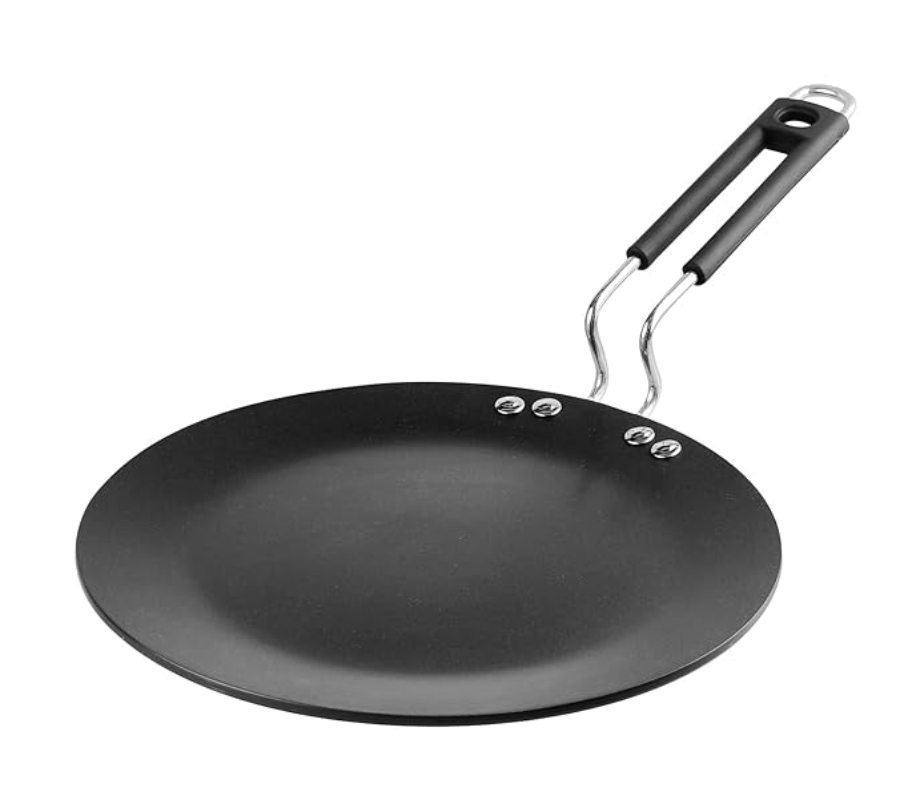 Vinod Hanos Non Stick Concave Tawa -26.5 cm | 5.25mm Thick | Roti, Chapati Tawa | Long Lasting | Riveted Handle | Scratch Proof | Induction & Gas Base - 2 Year Warranty