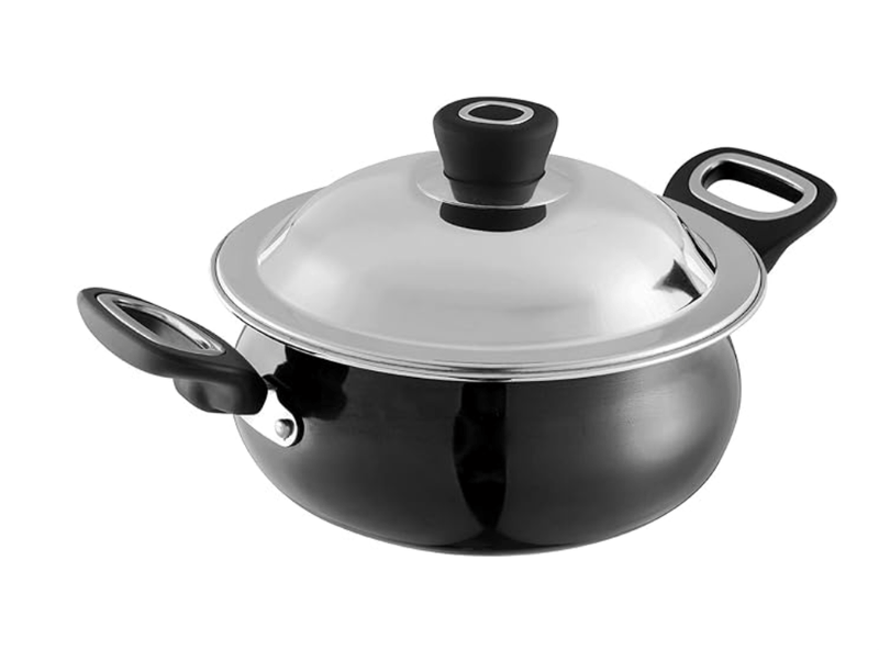Vinod Hanos Hard Anodised Non Stick Handi with Lid - 3.8 litre Small | 3.25mm Thick | 5X Long Lasting | Soft Touch Handle, Scratch Proof | Induction & Gas Base | 2 Year Warranty-1