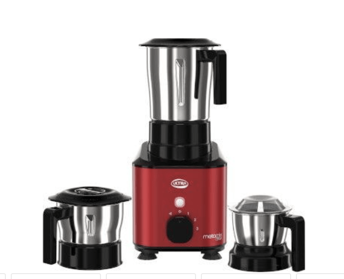 ULTRA 75OW METAMIX 750 Mixer Grinder (3 Jars, Red body,Silver Jar,Black Lid)