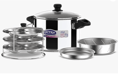 Ultra Duracook Triply Diet Infinity 6.5 L, All in one – Steaming, frying, curry making, Idly, Dhokla Maker etc,SS 304 Food Grade,Anti Bulging, Multiutility Pot,3 layered body,Induction,5Y warranty.-1