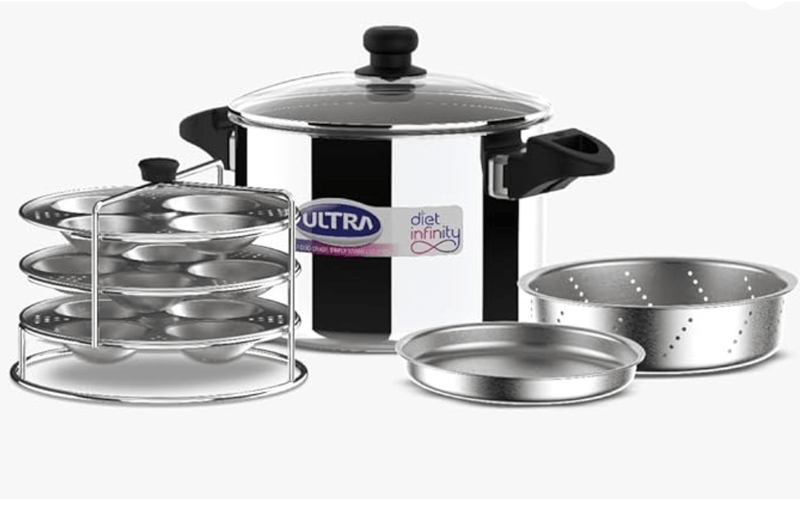 Ultra Duracook Triply Diet Infinity 6.5 L, All in one – Steaming, frying, curry making, Idly, Dhokla Maker etc,SS 304 Food Grade,Anti Bulging, Multiutility Pot,3 layered body,Induction,5Y warranty.-1