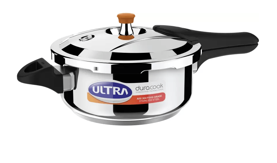 अल्ट्रा ड्यूराकुक 4 लीटर आउटर लिड इंडक्शन बॉटम प्रेशर कुकर (स्टेनलेस स्टील) 