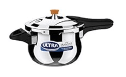 அல்ட்ரா டூராகூக் ஹேண்டி 5.5 லிட்டர் ஸ்டெய்ன்லெஸ் ஸ்டீல் பிரஷர் குக்கர், AISI 304 உணவு தர SS, நுரை சேகரிப்பான்-கசிவு கட்டுப்பாடு, தூண்டல் இணக்கமானது, இம்ப் பிணைக்கப்பட்ட கூட்டு அடிப்படை, ISI, 10Y உத்தரவாதம் 