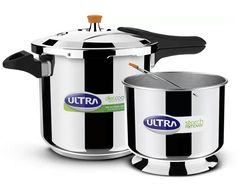 Ultra Duracook Diet Cooker 8 Litre | Excess Starch Remover | Diet Friendly | AISI 304 Food Grade Stainless Steel Cooker with 10 Years Warranty | Anti Bulging SCTS base | Spillage Control-1