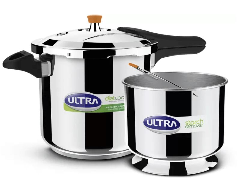 Ultra Duracook Diet Cooker 8 Litre | Excess Starch Remover | Diet Friendly | AISI 304 Food Grade Stainless Steel Cooker with 10 Years Warranty | Anti Bulging SCTS base | Spillage Control-1