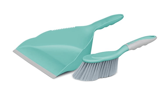 Spotzero By Milton Dustpan with Brush Plastic Multipurpose Dusting Brush Portable & Easy to Store, Aqua Green
